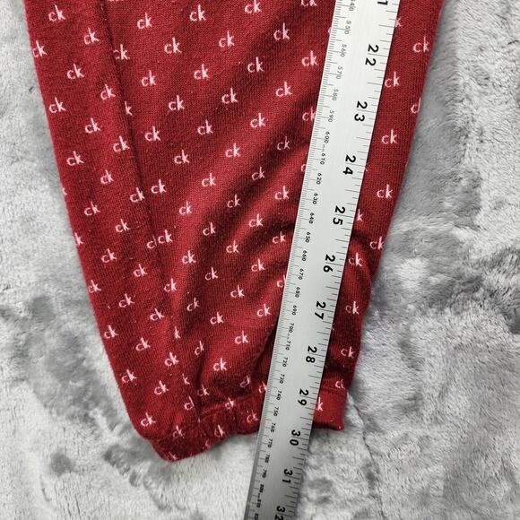 Calvin Klein Pajama Pants Womens M Red White All Over Logo Fleece Jogger Lounge - Picture 7 of 9